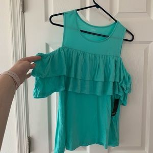 Cold shoulder ruffle top